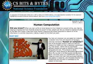 NSF: CS Bits & Bytes Newsletter, Vol. 1, Issue 1 [image courtesy NSF].