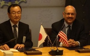 Makoto Imase, NICT's Vice President, and Farnam Jahanian, NSF's assistant director for Computer and Information Science and Engineering, signed the MOU at a ceremony at the National Science Foundation in Arlington, Va. Credit: Lisa-Joy Zgorski, NSF