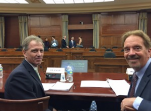 Greg Hager (left) and Keith Marzullo (right) prepare to give testimony before the House Science, Space and Technology Subcommittee on Research and Technology on Oct 28, 2015.