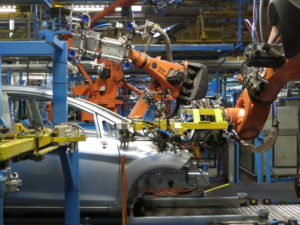 robots building a car
