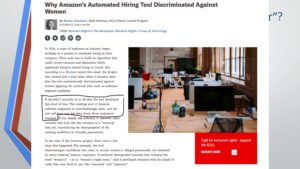 Snippet from article titled "Why Amazon's Automate Hiring Tool Discriminated Against Women"