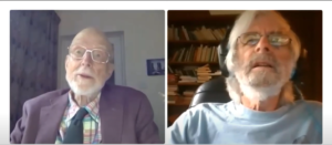 Sir C. Antony R. Hoare and Leslie Lamport talk over video as part of the Virtual HFL